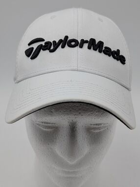 Title: TaylorMade A-Flex Golf Hat White S/M Fitted Mesh Performance